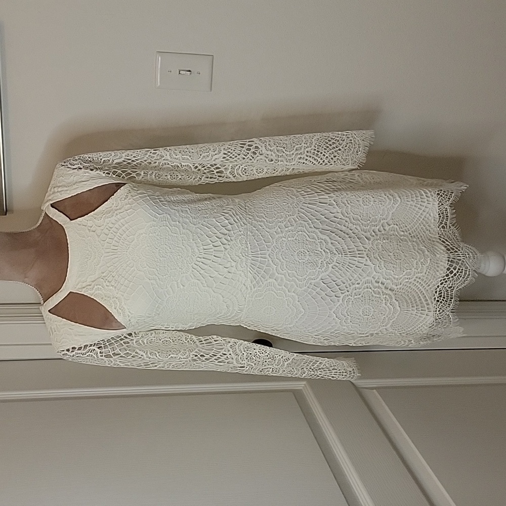 For Love and Lemons Off White Eternal Love Lace Dress, Eyelash Hems, Size M